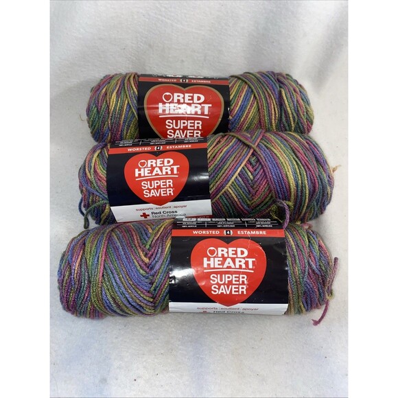 Red Heart Super Saver Yarn 4 Pack Artist Print Count New E300 Scarf Fall Blanket - Picture 1 of 5